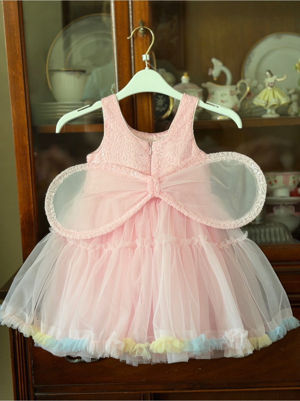 Girls Fairy Princess Pink Tulle Dress with crown/wings/wand - Picture 2 of 16